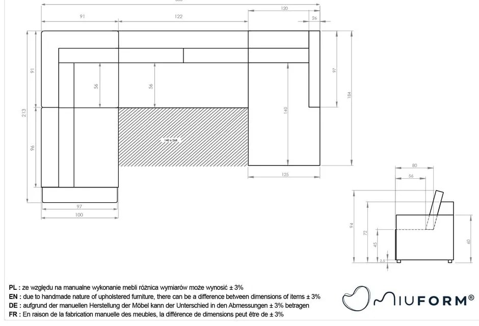 Bézs kinyitható tárolóhelyes moduláris sarokkanapé (bal oldali) Lulu – Miuform
