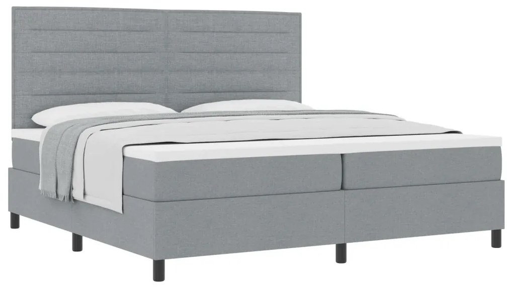Box Spring Ágy Matrac Világosszürke 200x200 cm Szövet