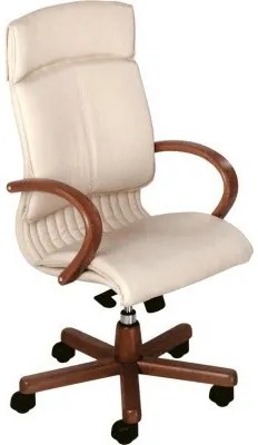 Curioso Wood Boss vezetői bőrfotel fa karfával és lábcsillaggal