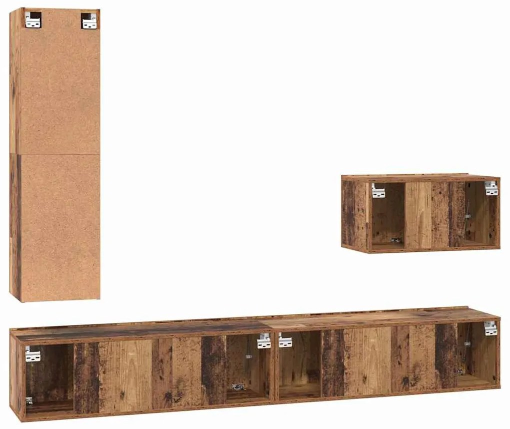 TV szekrény garnitúra 4 pcs Régi fa 30.5 x 30 x 110 cm Faanyag