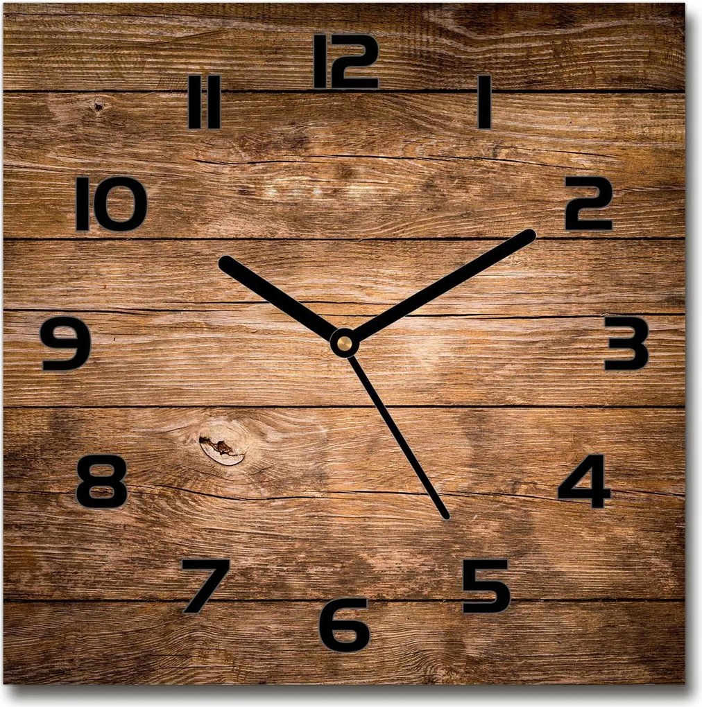 Csendes üveg falióra Fa háttér 30x30 cm