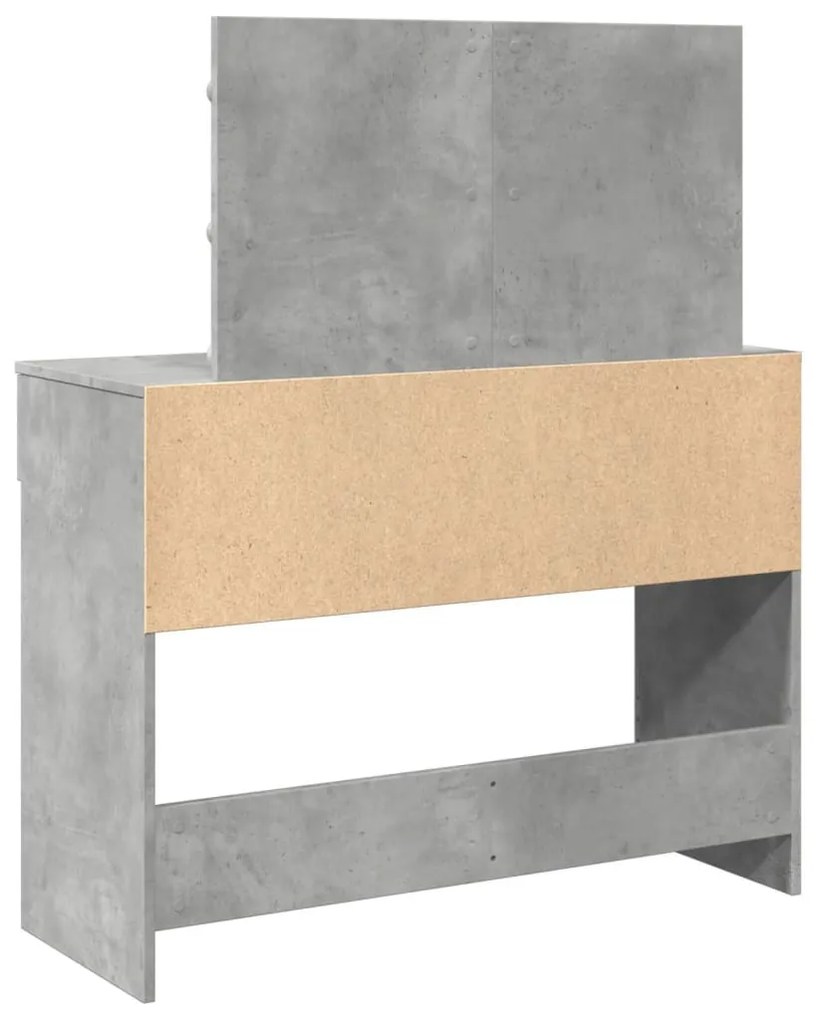 betonszürke fésülködőasztal LED-del 100 x 40 x 120 cm