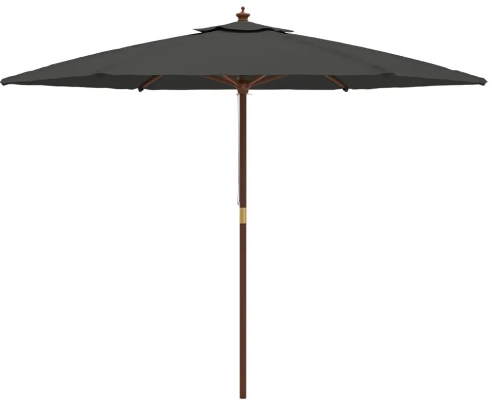 antracitszürke kerti napernyő fa rúddal 299 x 240 cm