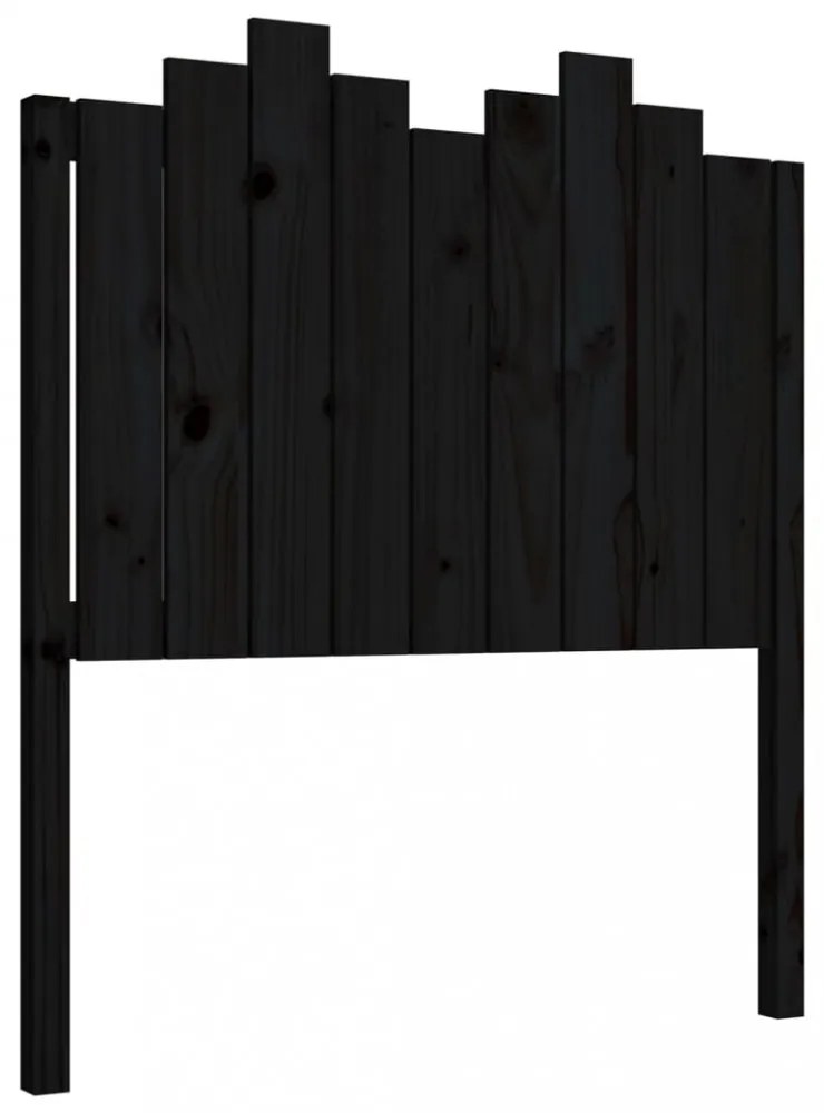 fekete tömör fenyőfa ágyfejtámla 96x4x110 cm
