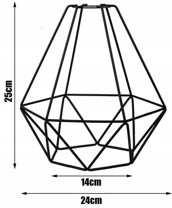 Glimex Diamond EKO drót búrás nagy állítható függőlámpa fekete / fehér 1x E27