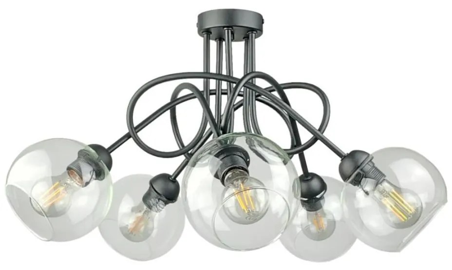 Felületre szerelhető csillár  EVIE 5xE27/60W/230V antracit/átlátszó