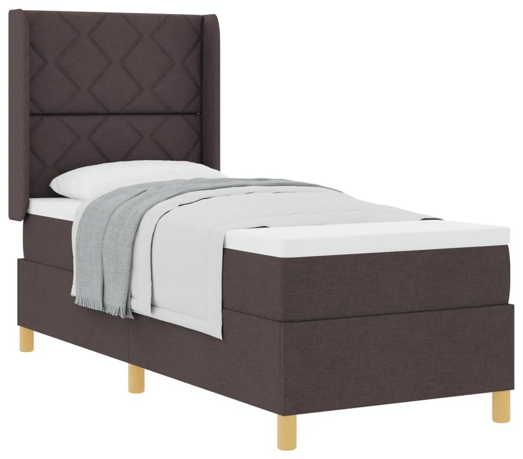 Box Spring ágy matracmal sötétbarna 80 x 200 cm szövet