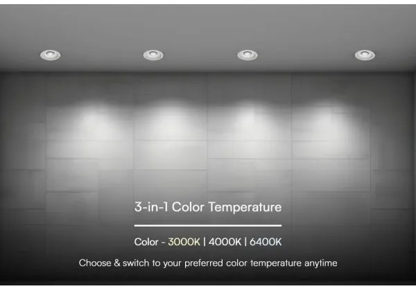 LED mennyezeti lámpa 24W, 230V, 13,5 cm, 3000/4000/6400K, fehér