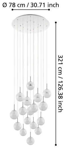 Eglo 39547 - LED Dimmelhető csillár zsinóron MONTEFIO 17xLED/5W/230V