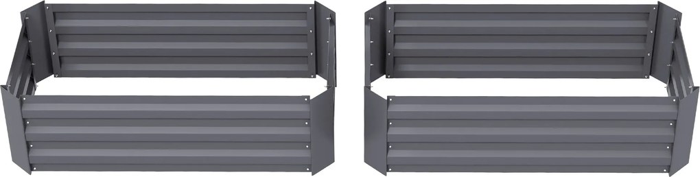 Outsunny 2 darabos Négyzetes Emelt Virágültető 100L x 50W x 30H cm - Szürke Hullámosacél | Aosom