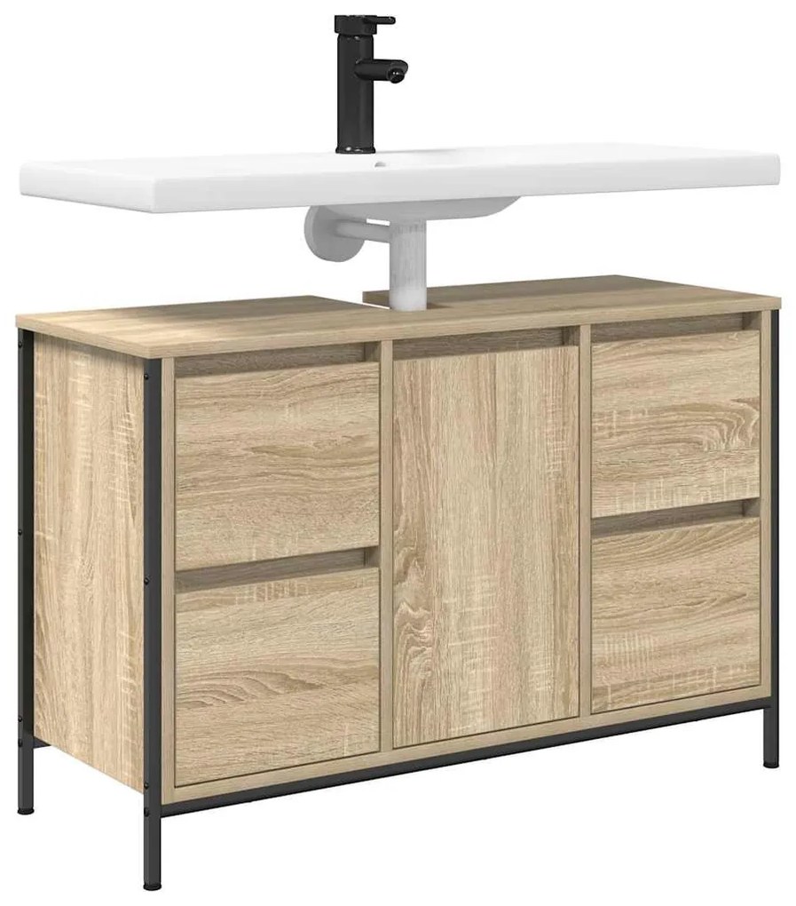 sonoma tölgy mosdószekrény fiókokkal 90x34,5x60 cm