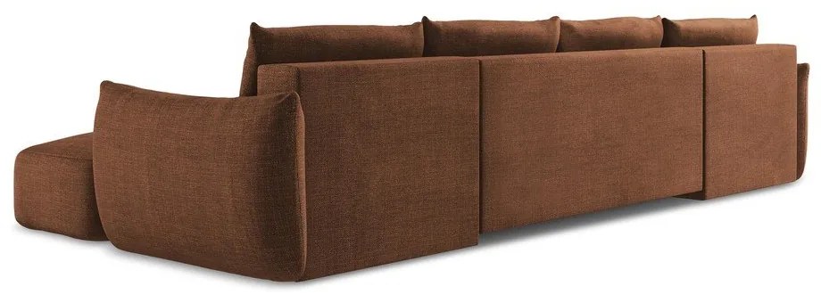 Terrakotta színű kinyitható sarokkanapé (U alakú) Leila – Makamii