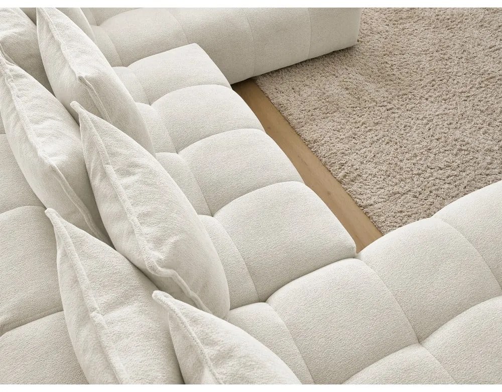 Fehér zsenília kinyitható-tárolóhelyes sarokkanapé (jobb oldali-U alakú) Everest – Bobochic Paris