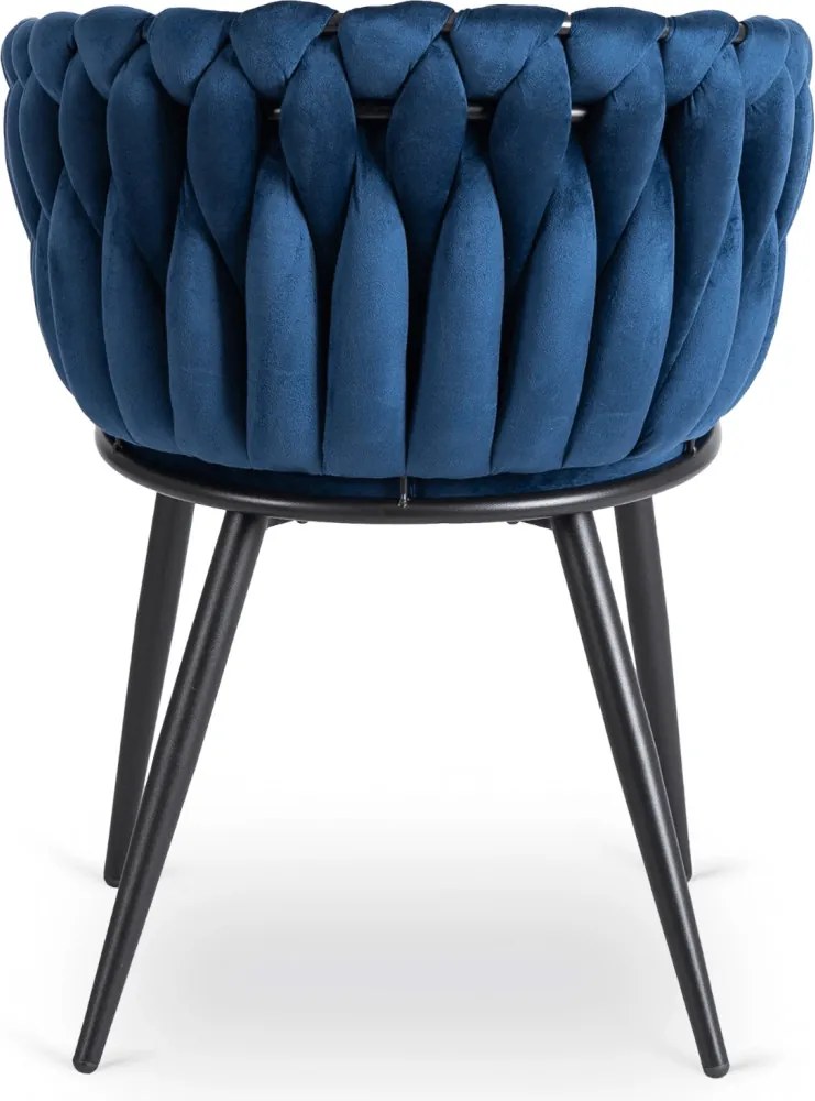 Krzesło ELENA Granatowe Plecione Welurowe
