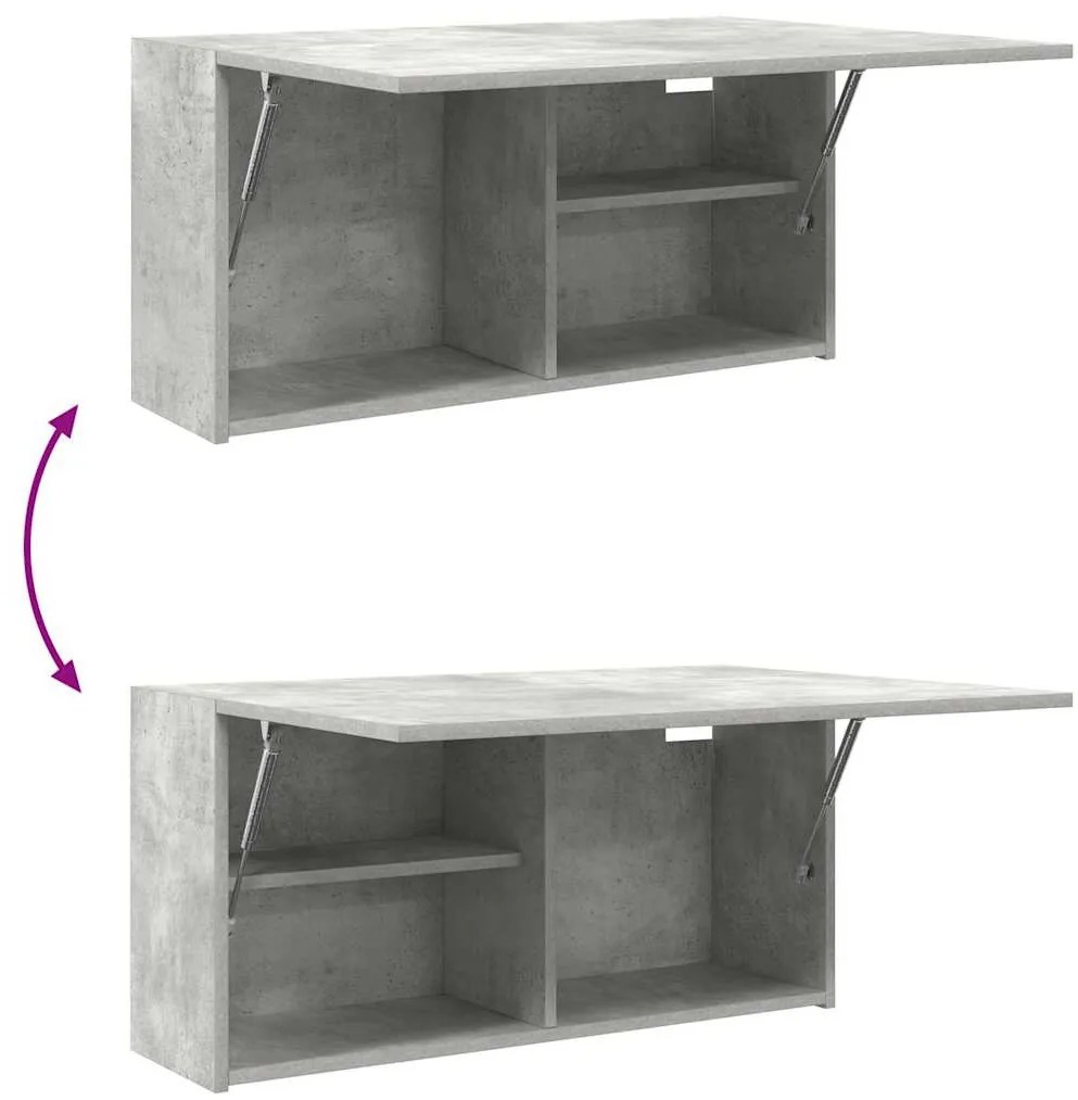 betonszürke szerelt fa fali fürdőszobaszekrény 80 x 25 x 40 cm