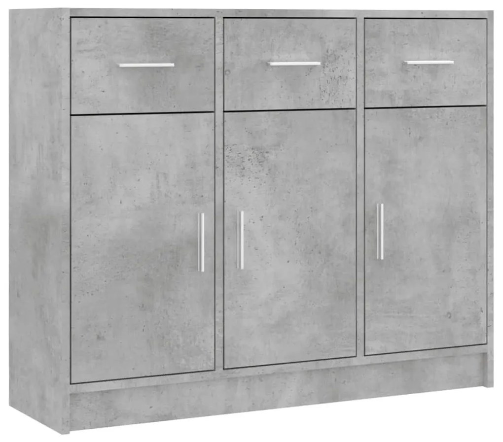 betonszürke szerelt fa tálalószekrény 91x28x75 cm