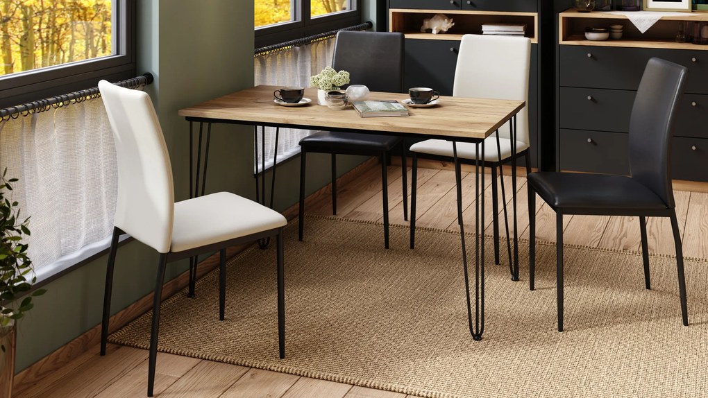 Mazzoni HAIRPIN S-120 Arany Tölgy - LOFT STÍLUSÚ ASZTAL KONYHÁBA/ÉTKEZŐBE/NAPPALIBA