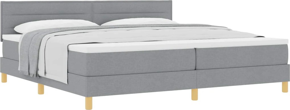 vidaXL Boxrugós ágy matracmal Világosszürke 200 x 200 cm szövet