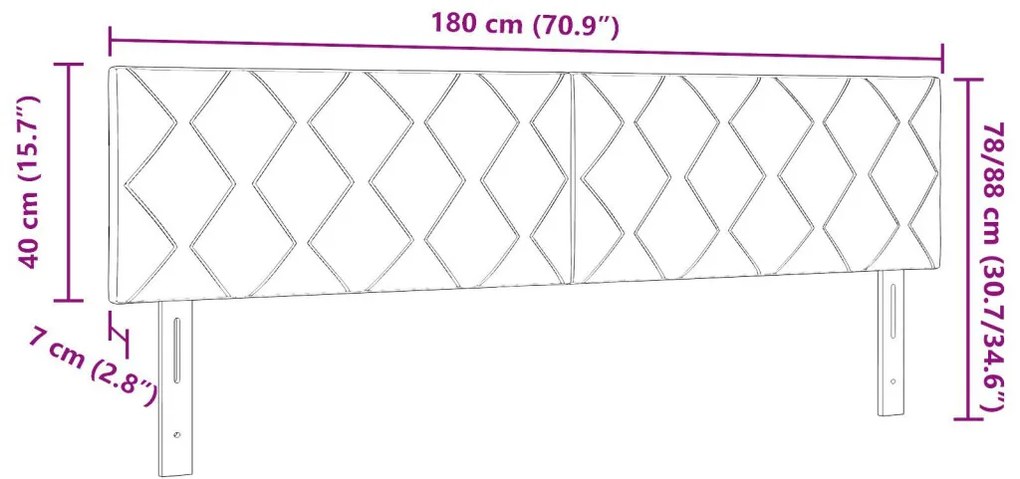 Fejtámla Gyémánt Blokkok Design Sötétkék 180 cm Bársony