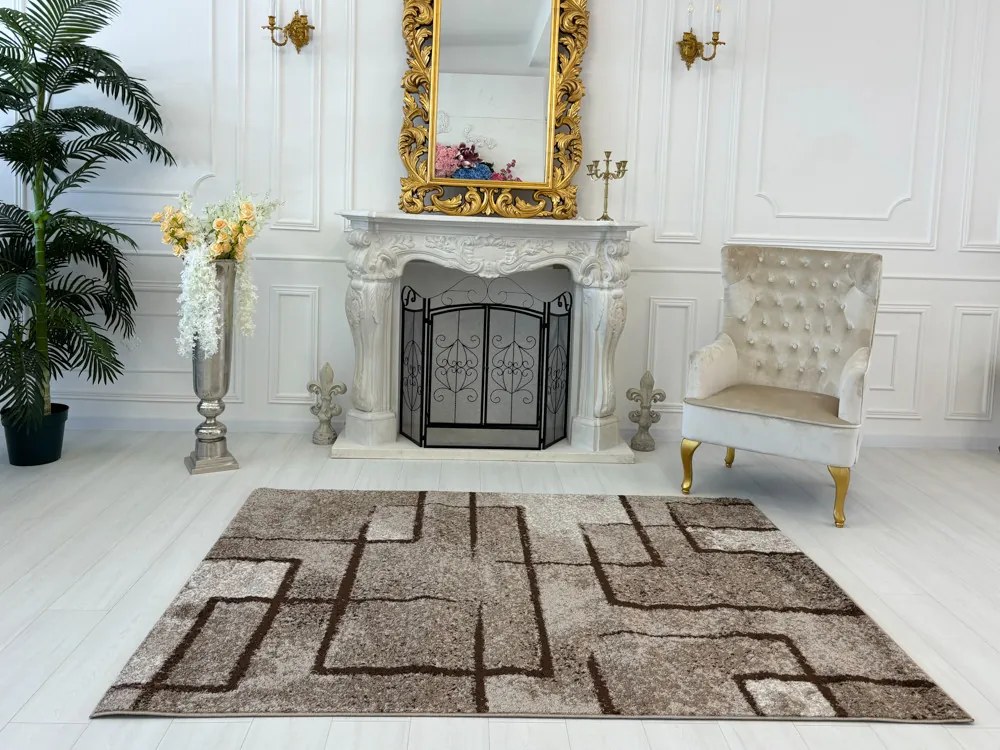 Nora 6035 bézs modern szőnyeg 80 cm-es szett