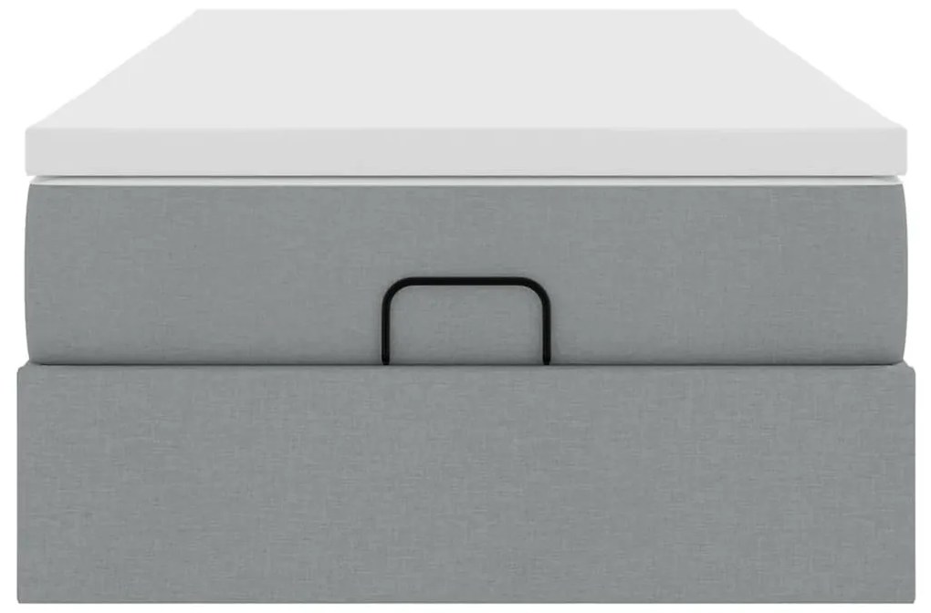 Ottomán ágykeret matraccal világosszürke 80x200cm szövet