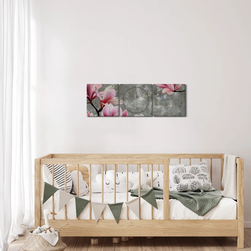 Kép virággal (órával) (90x30 cm)