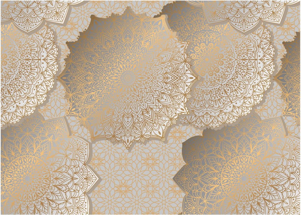 Kép - Mandalák arany tónusokban (üvegen) (70x50 cm)