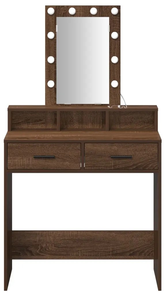 vidaXL Öltözködőasztal fiókkal tükörrel Barna 79 x 41 x 140 cm Faanyag