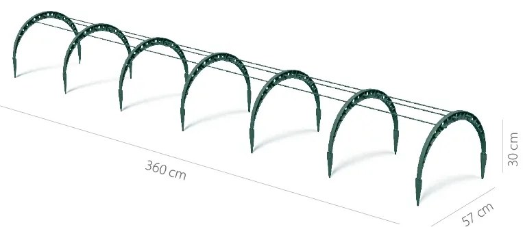 FlOO TUNNELS kerti fólia alagút 360 cm, zöld