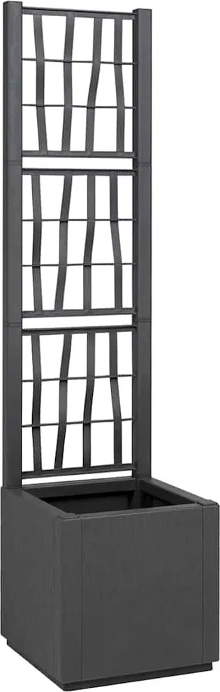 vidaXL Virágbox Sötétszürke 36 x 36 x 140 cm Műanyag