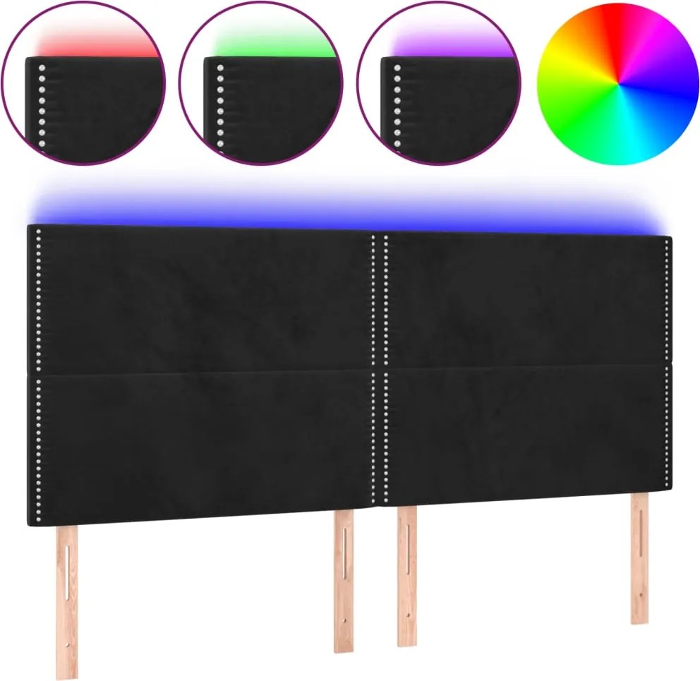 vidaXL fekete bársony LED-es fejtámla 180x5x118/128 cm