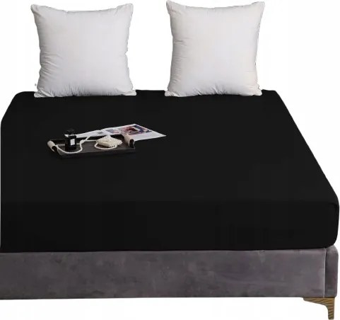 Pamut Gumis Lepedő 90x200+25 Fekete