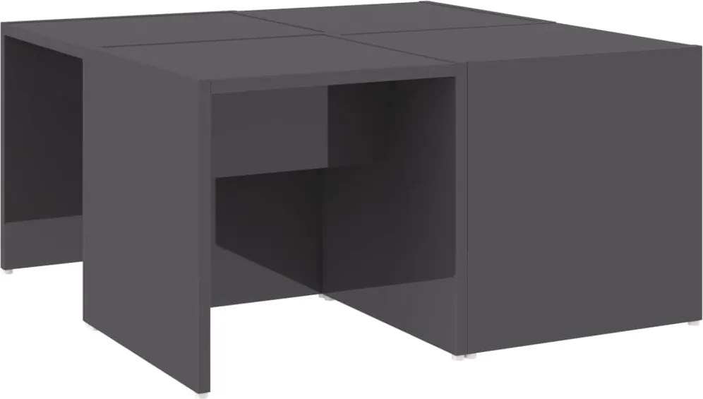 vidaXL 4 db magasfényű szürke szerelt fa dohányzóasztal 33x33x33 cm
