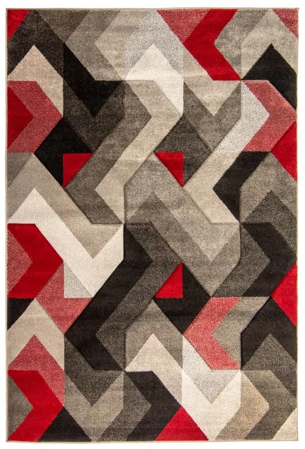 Aurora piros-szürke szőnyeg, 200 x 290 cm - Flair Rugs