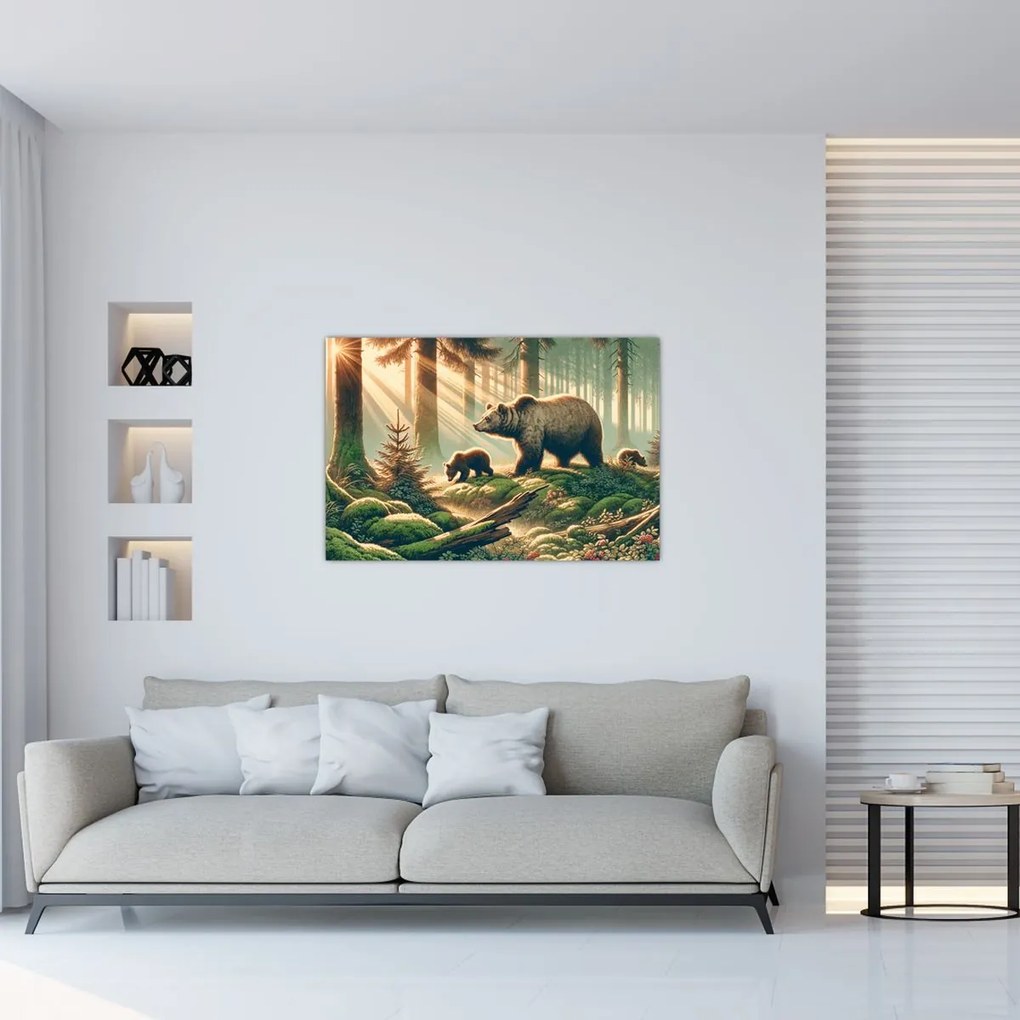 Kép - Medvék az erdőben (90x60 cm)