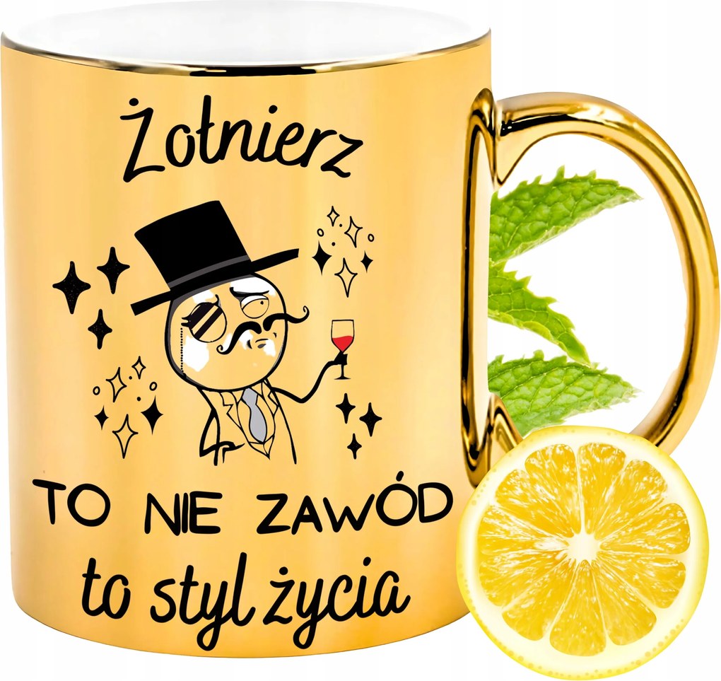 Prémium Arany Csillogó Bögre Katona Ajándék Nyomtatott Fotóval