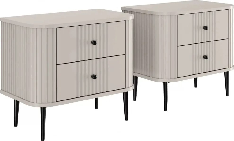Vesper éjjeliszekrény szett 56 cm - kasmír / fekete lábak