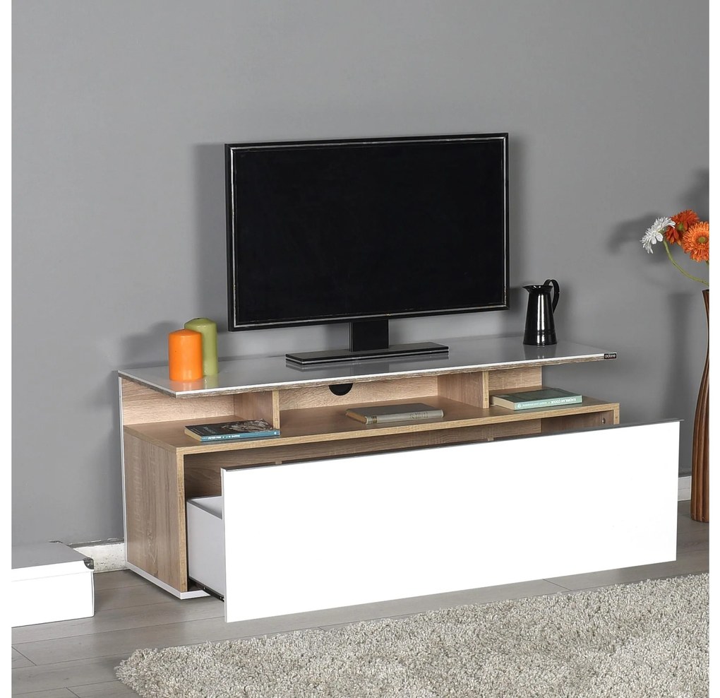 TV szekrény Thea 1 (tölgy + fehér) . 1109422
