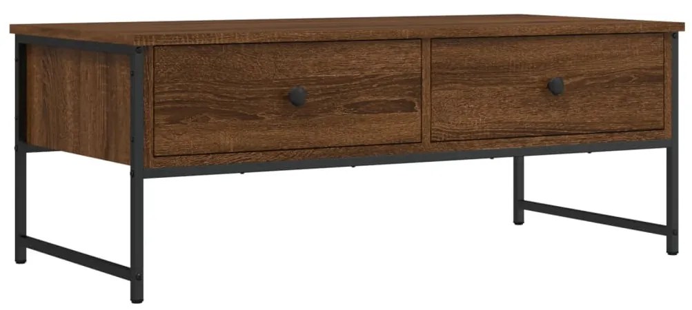 Barna tölgyszínű szerelt fa dohányzóasztal 101x49x39,5 cm