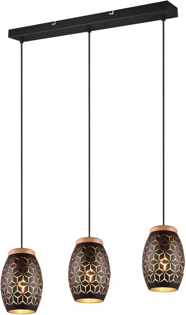 TRIO R31573080 BIDAR Többágú Függesztett Lámpa Fekete, Arany E27 IP20