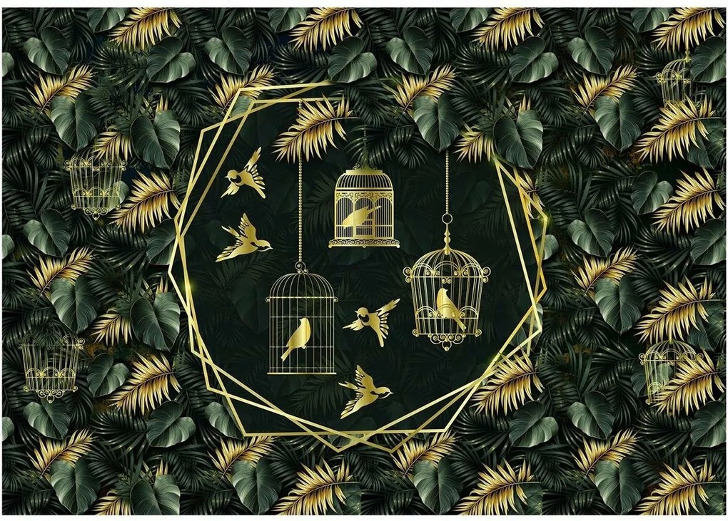 Fotótapéta levelek madárkalitka monstera 416