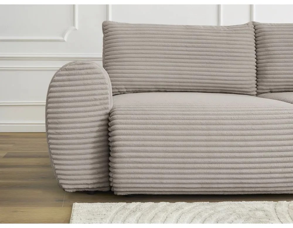 Világosszürkés bézs kordbársony kinyitható kanapé 257 cm Lucien – Bobochic Paris