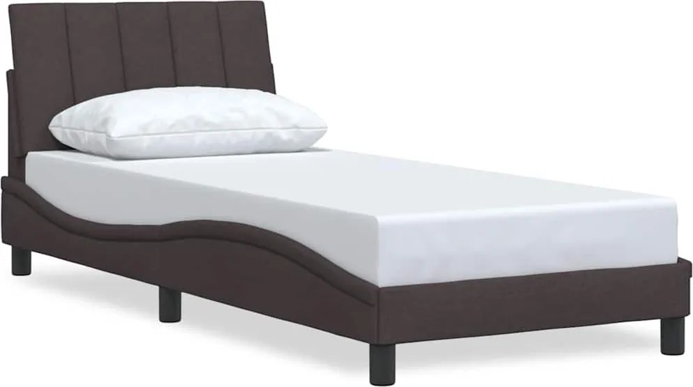 vidaXL sötétbarna szövet ágykeret matrac nélkül Hanko 90x190 cm