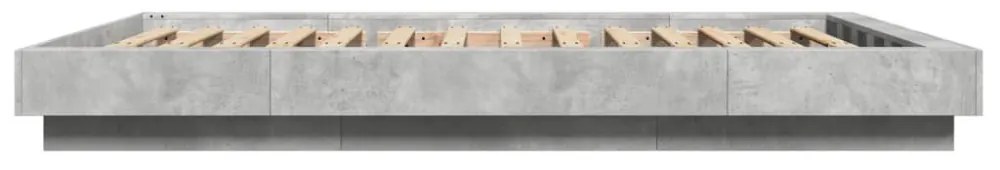 betonszürke szerelt fa ágykeret LED-del 120 x 190 cm