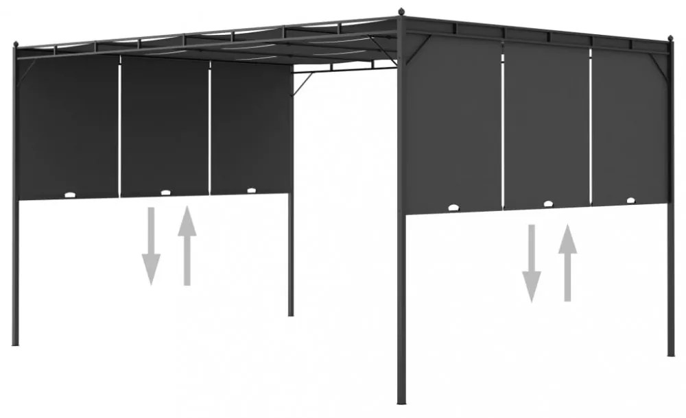 vidaXL antracitszürke kerti pavilon oldalfüggönnyel 4 x 3 x 2,25 m