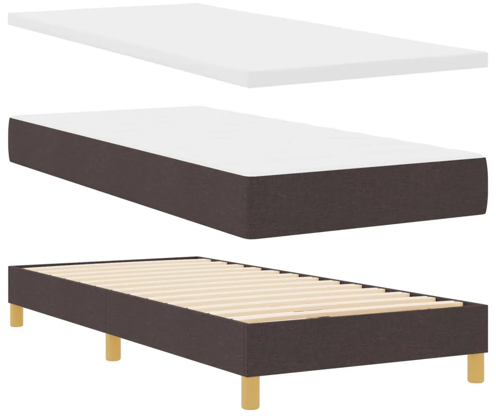 vidaXL LED Box Spring Ágy matracmal Sötét Barna 90 x 200 cm szövet