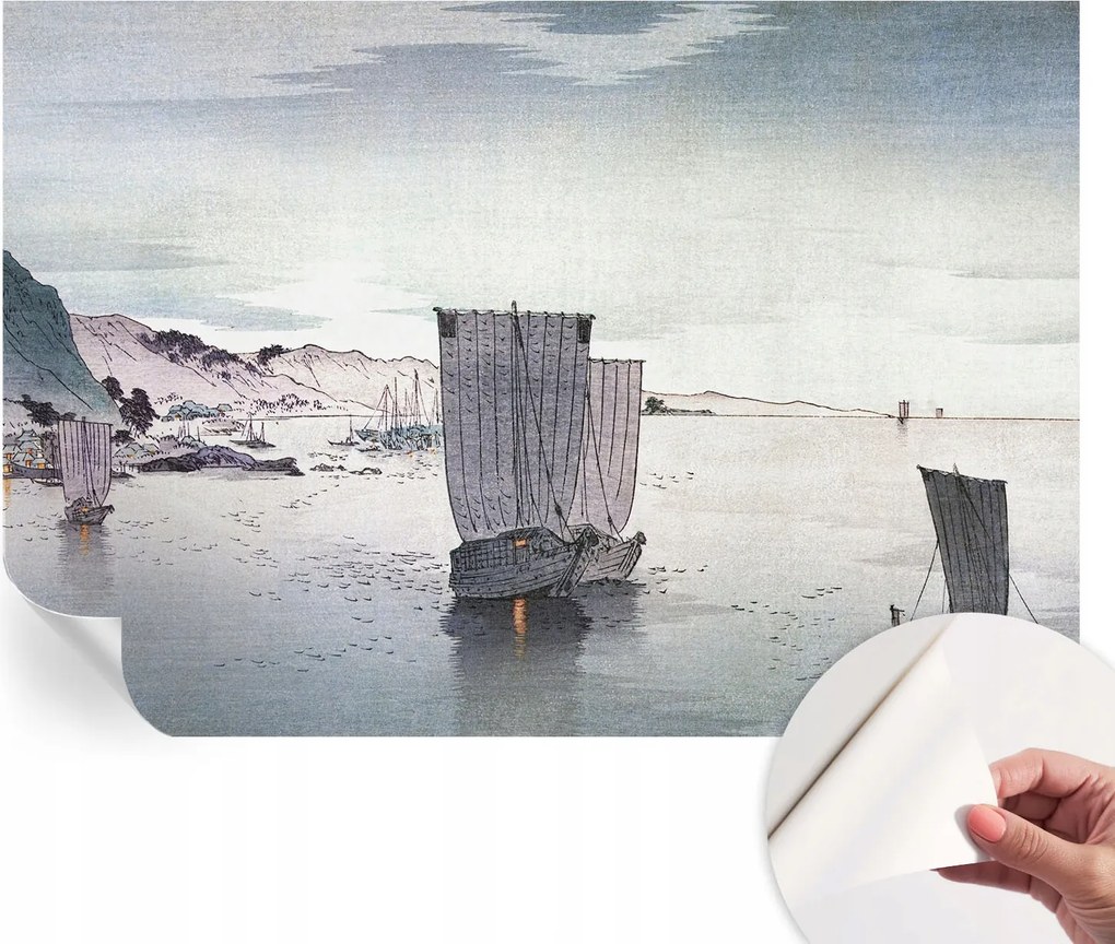 Divatos öntapadós fali tapéta Vitorlás tájkép 152x104 cm