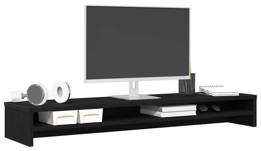 fekete tölgy színű szerelt fa monitorállvány 100 x 24 x 13 cm