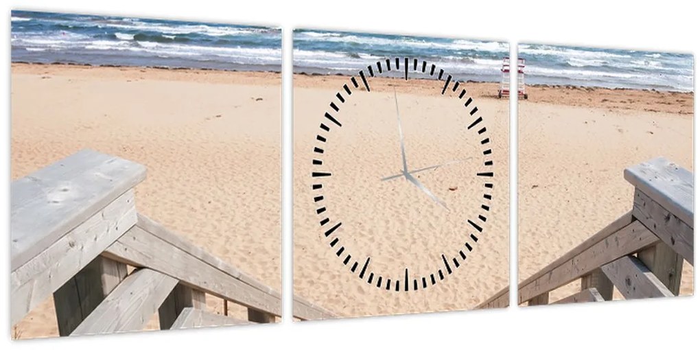 Kép - Tengerpart (órával) (90x30 cm)