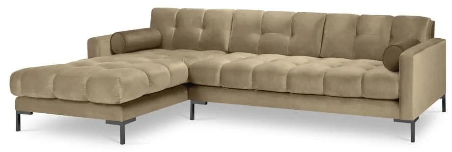 Bali bézs bársony sarokkanapé, bal oldali - Cosmopolitan Design